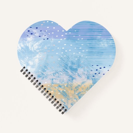 Abstract gemengde techniek blauw turquoise geel notitieboek (Voorkant)