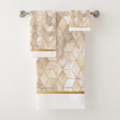 ABSTRACT GEO BLOCK GOLD BRONZE BATHROOM TOWEL SET BAD HANDDOEK (Insitu)