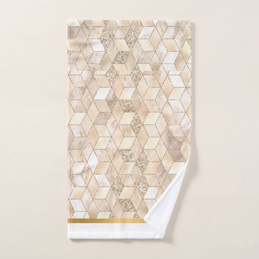ABSTRACT GEO BLOCK GOLD BRONZE BATHROOM TOWEL SET BAD HANDDOEK (Handdoek)