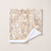 ABSTRACT GEO BLOCK GOLD BRONZE BATHROOM TOWEL SET BAD HANDDOEK (Wasdoekje)