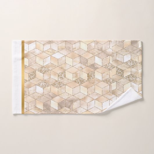 ABSTRACT GEO BLOCK GOLD BRONZE BATHROOM TOWEL SET BAD HANDDOEK (Handdoek)