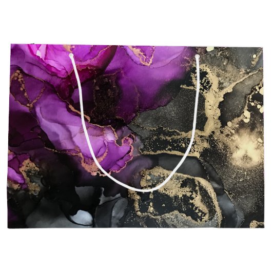 Abstract Geode Marbling Black Paars Uniek Groot Cadeauzakje (Achterkant)