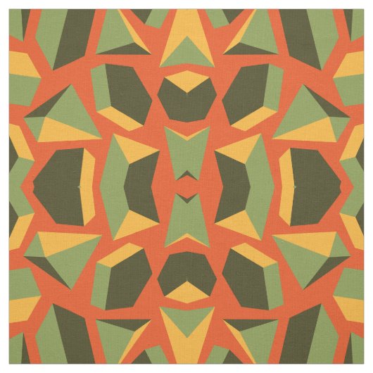 Abstract Geometric 3-D Oranje Green Modern Stof (Swatch)