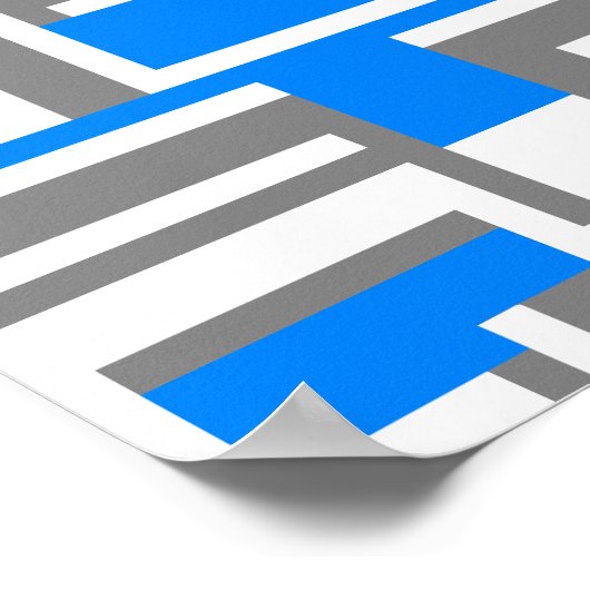 Abstract Geometric Art in Blue, White & Grey Poster (Hoek)