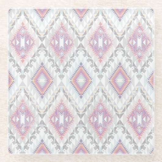 Abstract Geometric Aztec Pattern Glazen Onderzetter (Voorkant)