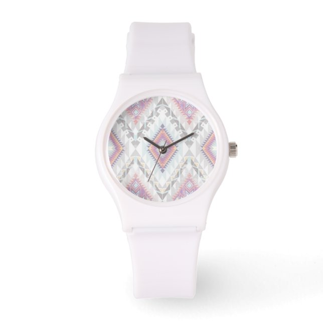 Abstract Geometric Aztec Pattern Horloge (Voorkant)