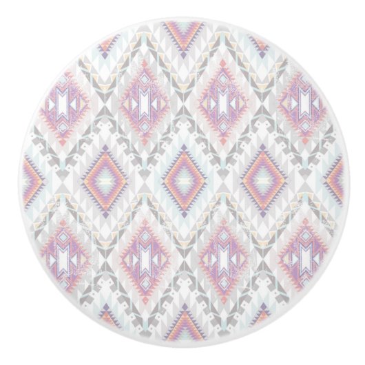 Abstract Geometric Aztec Pattern Keramische Knop (Voorkant)