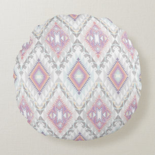 Abstract Geometric Aztec Pattern Rond Kussen