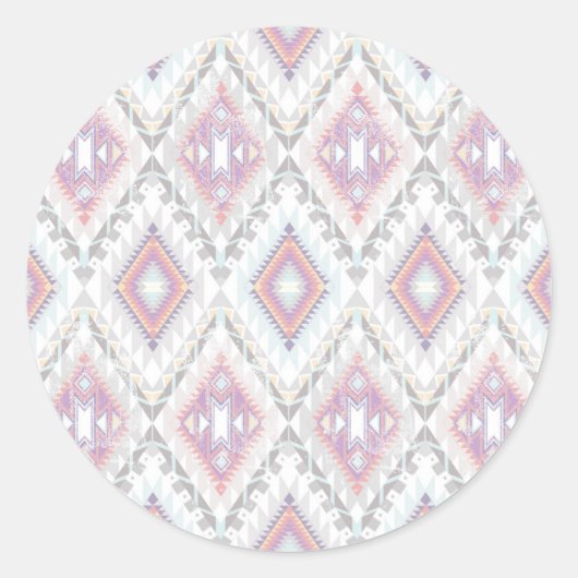 Abstract Geometric Aztec Pattern Ronde Sticker (Voorkant)