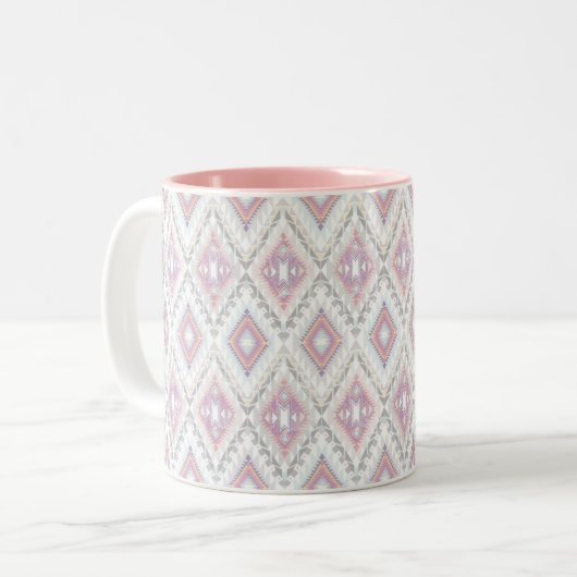 Abstract Geometric Aztec Pattern Tweekleurige Koffiemok (Voorkant links)