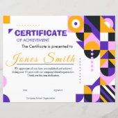 Abstract Geometric Certificate of Achievement Mode (Voorkant)
