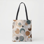 Abstract Geometric Circle Pattern Neutral Boho 384 Tote Bag (Voorkant)