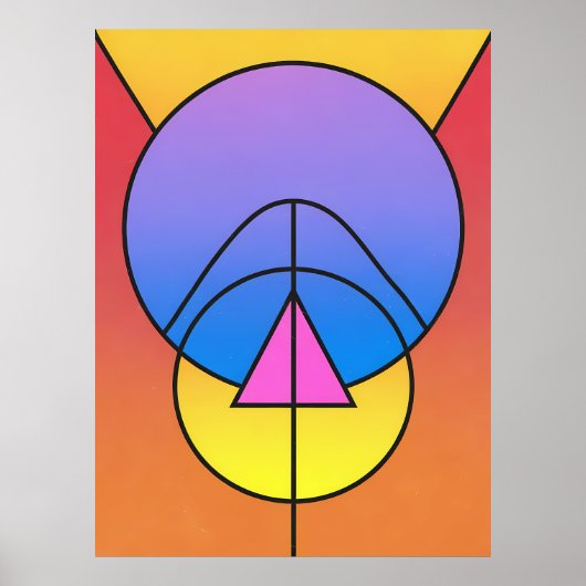 Abstract Geometric Circles Line Colorful Poster (Voorkant)