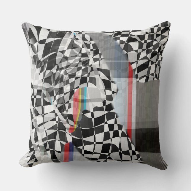 Abstract Geometric Collage Checker Pattern Kussen (Voorkant)