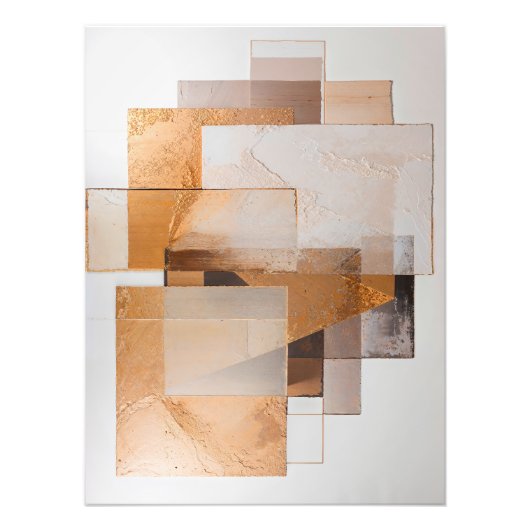 Abstract Geometric Collage with Earth Tones Foto Afdruk (Voorkant)