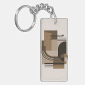 Abstract Geometric Composition in Earthy Tones Sleutelhanger (Voorkant Links)