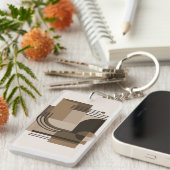 Abstract Geometric Composition in Earthy Tones Sleutelhanger (Voorkant Rechts)