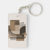 Abstract Geometric Composition in Earthy Tones Sleutelhanger (achterkant)
