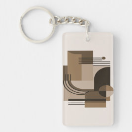 Abstract Geometric Composition in Earthy Tones Sleutelhanger