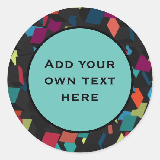 Abstract Geometric Cube Pattern Custom Text Ronde Sticker (Voorkant)