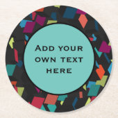 Abstract Geometric Cube Pattern Custom Text Round  Ronde Kartonnen Onderzetter (Voorkant)