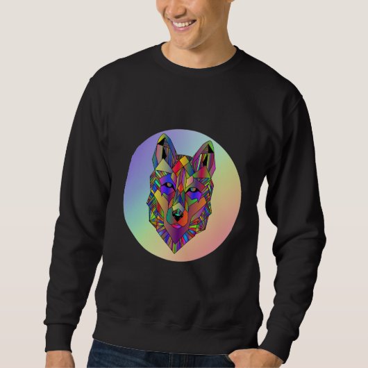 Abstract geometric cubic wolf art T-Shirt (Voorkant)