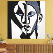 Abstract Geometric Cubist Face Canvas Afdruk (Insitu (Woonkamer))