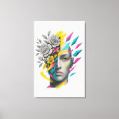 Abstract Geometric Face Modern Wall Art Canvas Afdruk (Voorkant)