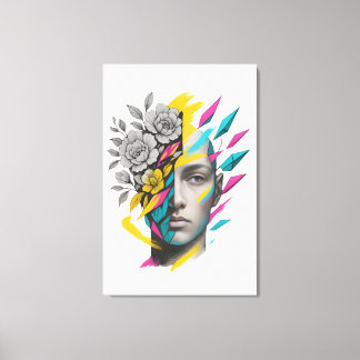 Abstract Geometric Face Modern Wall Art Canvas Afdruk