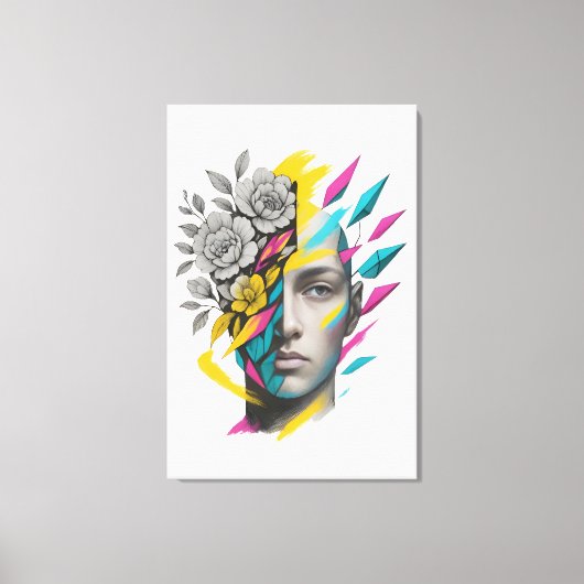 Abstract Geometric Face Modern Wall Art Canvas Afdruk (Voorkant)