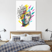 Abstract Geometric Face Modern Wall Art Canvas Afdruk (Insitu (Slaapkamer))