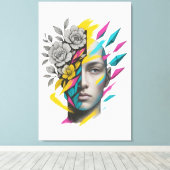 Abstract Geometric Face Modern Wall Art Canvas Afdruk (Insitu (Houten vloer))