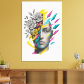 Abstract Geometric Face Modern Wall Art Canvas Afdruk (Insitu (Woonkamer))