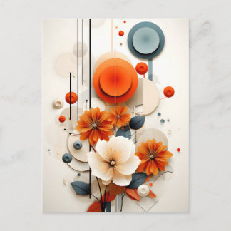 Abstract Geometric Floral Briefkaart