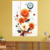 Abstract Geometric Floral Canvas Afdruk (Insitu (Woonkamer))