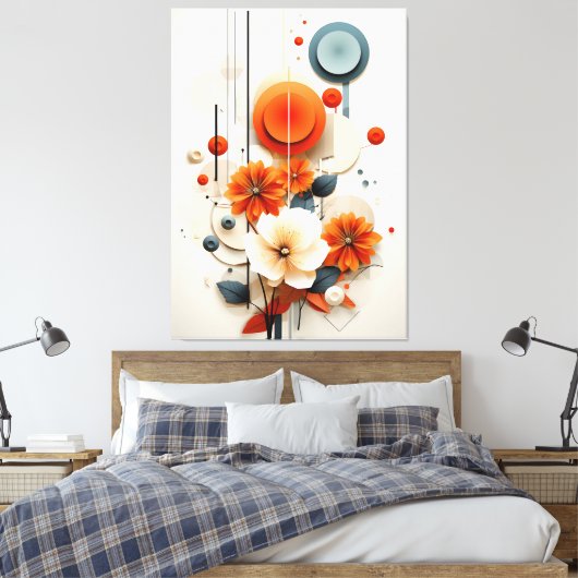 Abstract Geometric Floral Canvas Afdruk (Insitu (Slaapkamer))