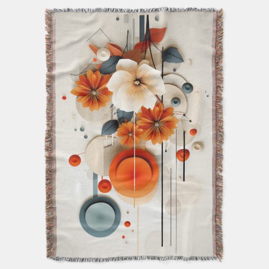 Abstract Geometric Floral Deken (Voorkant Verticaal)