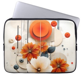 Abstract Geometric Floral Laptop Sleeve