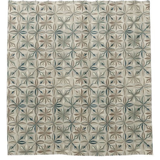 Abstract Geometric Floral Pattern Douchegordijn (Voorkant)