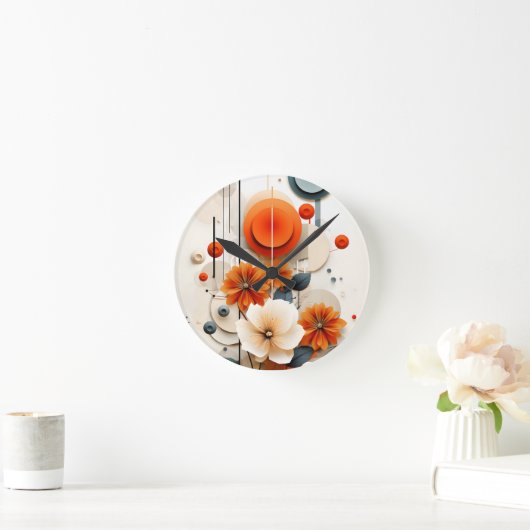 Abstract Geometric Floral Ronde Klok (Huis)