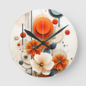 Abstract Geometric Floral Ronde Klok (Voorkant)