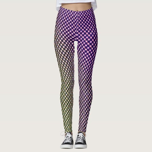 Abstract Geometric Gradient Checker Pattern 1278 Leggings (Voorkant)