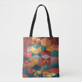 Abstract Geometric Hexagon Pattern Tote Bag (Voorkant)