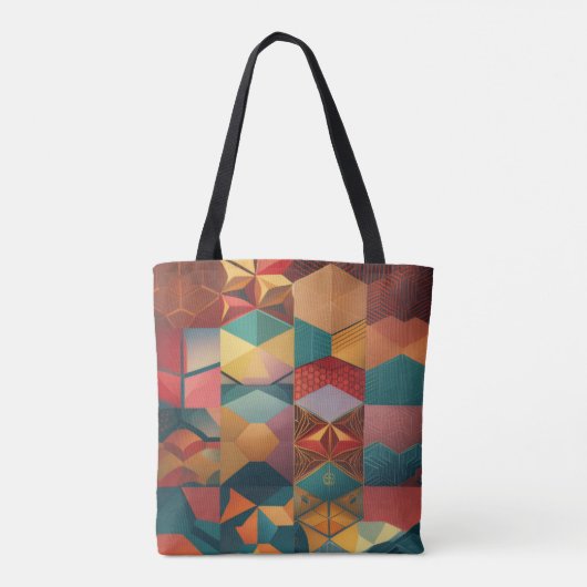 Abstract Geometric Hexagon Pattern Tote Bag (Achterkant)