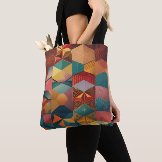 Abstract Geometric Hexagon Pattern Tote Bag (Dichtbij)