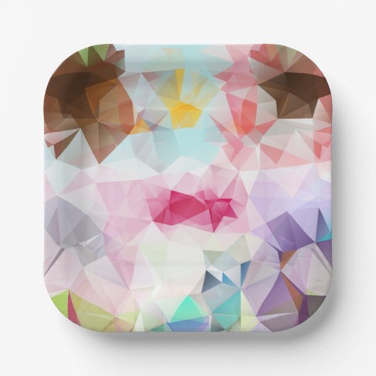 Abstract Geometric Low Poly Mosaic Papieren Bordje (Voorkant)