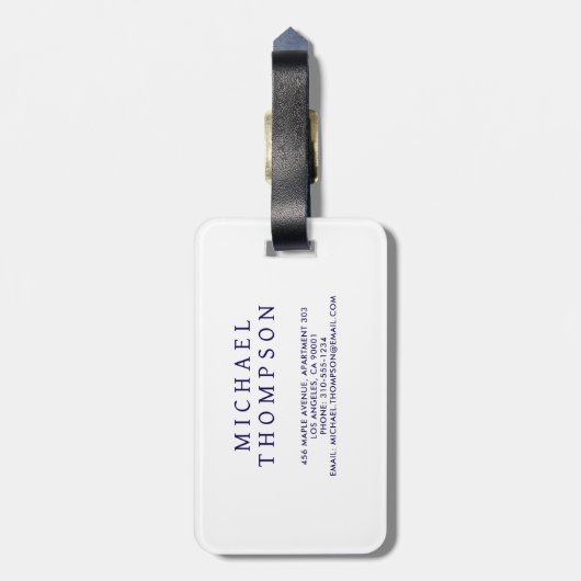 Abstract Geometric Minimalist Curve Background  Bagagelabel (Achterkant verticaal)