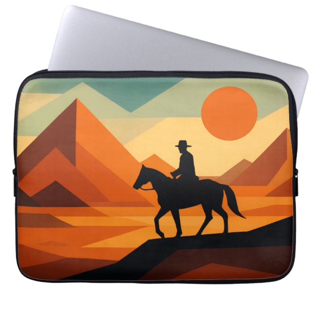 Abstract Geometric - Modern Lone Rider Design Laptop Sleeve (Voorkant)