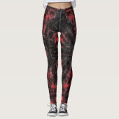 Abstract Geometric Pattern | Black and Red Leggings (Voorkant)