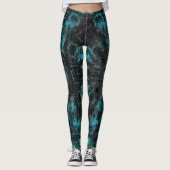 Abstract Geometric Pattern | Black and Teal Leggings (Voorkant)
